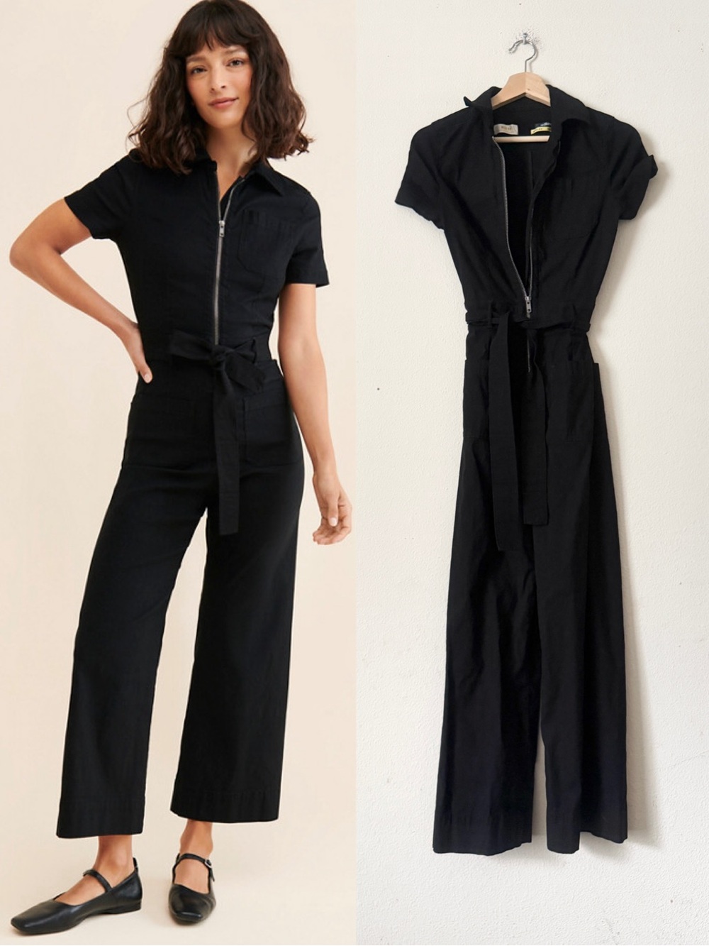 Anthropologie Maeve SIZE 0 The Colette Weekend black jumpsuit with belt